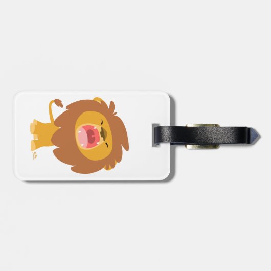 Cute Mighty Roaring Lion Cartoon Bagagelabel (Achterkant horizontaal)