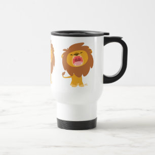 Cute Mighty Roaring Lion Cartoon Commuter Mok