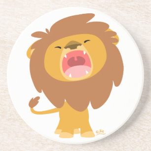 Cute Mighty Roaring Lion Cartoon Onderzetter