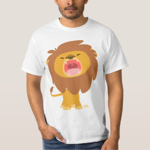 Cute Mighty Roaring Lion Cartoon Ringer T shirt