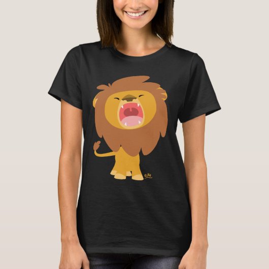Cute Mighty Roaring Lion Cartoon T-shirt (Voorkant)