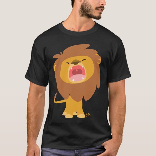 Cute Mighty Roaring Lion Cartoon T-shirt (Voorkant)
