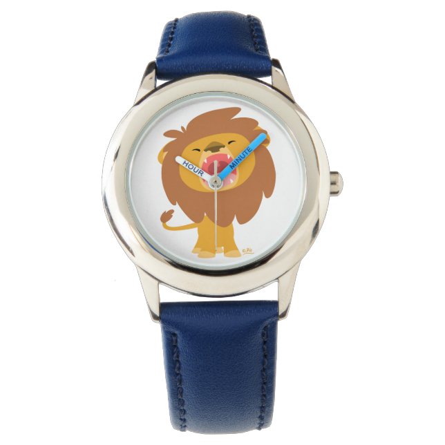 Cute Mighty Roaring Lion Cartoon Watch Horloge (Voorkant)