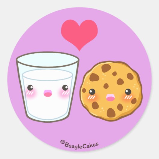 Cute Milk & Cookie Love Sticker (Voorkant)