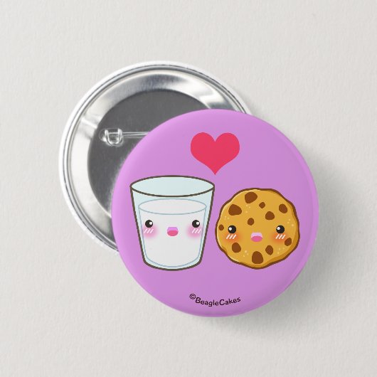 Cute Milk & Cookie Pinback Button (Voorkant /achterkant)