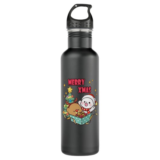 Cute Milk en Mocha merry_xmas Waterfles (Voorkant)