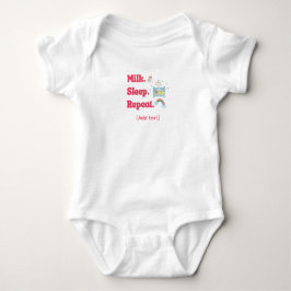 Cute "Milk. Sleep. Repeat." Baby Crib & Rainbow Romper