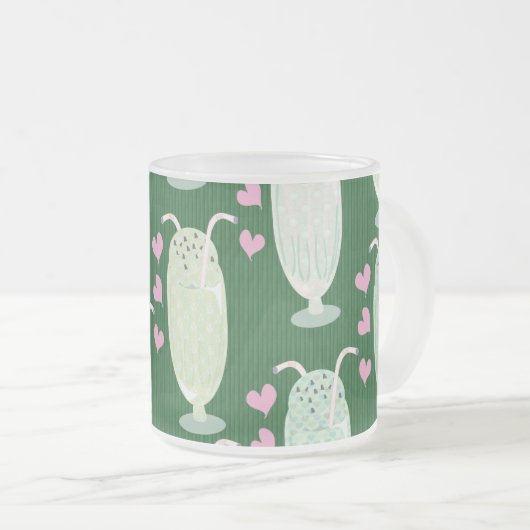 Cute Milkshakes Pattern Matglas Koffiemok (Voorkant rechts)