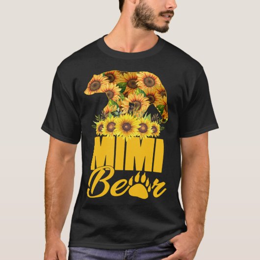 Cute Mimi Bear With Sunflowers Mom Happy Mothers D T-shirt (Voorkant)