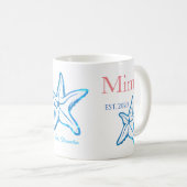 Cute Mimi Blue Starfish Beachy Coffee Mok (Voorkant rechts)