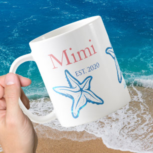 Cute Mimi Blue Starfish Beachy Coffee Mok