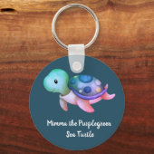 Cute Mimma De Paarse Groene Zee Ronde Sleutelhanger (Voorkant)