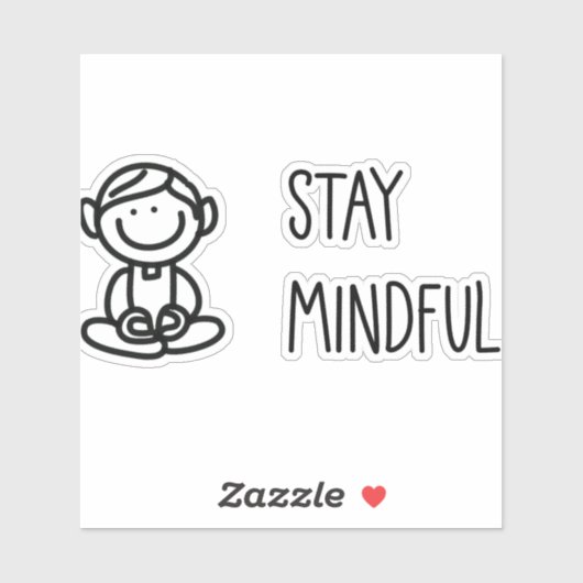 Cute Mindfulness Black en White Sticker (Vel)