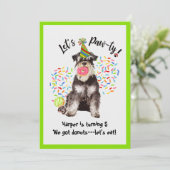 Cute Mineature Schnauzer Birthday Party Invitation Kaart (Staand voorkant)