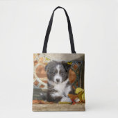 Cute Mini Aussie Shepherd Dog BiColor Puppy Tote Bag (Voorkant)