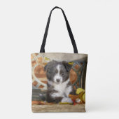 Cute Mini Aussie Shepherd Dog BiColor Puppy Tote Bag (Achterkant)