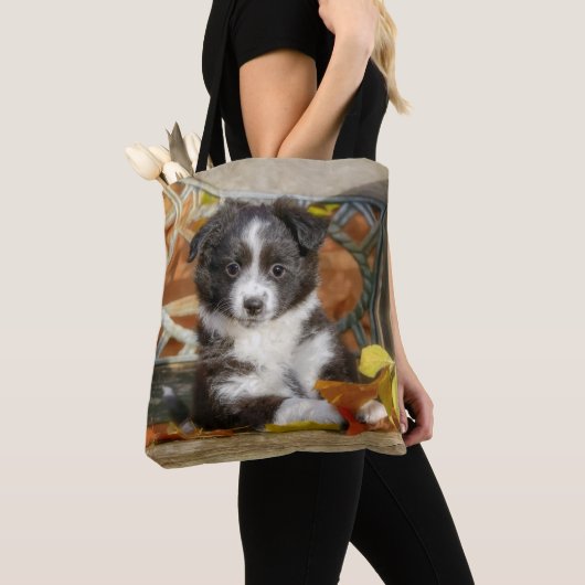 Cute Mini Aussie Shepherd Dog BiColor Puppy Tote Bag (Dichtbij)