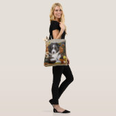 Cute Mini Aussie Shepherd Dog BiColor Puppy Tote Bag (Op model)