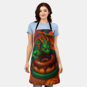 Cute Mini Green Dragon & Donut Fantasy Art Schort (Gedragen)