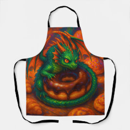 Cute Mini Green Dragon & Donut Fantasy Art Schort