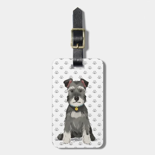 Cute Mini Schnauzer Bagagelabel (Voorkant verticaal)
