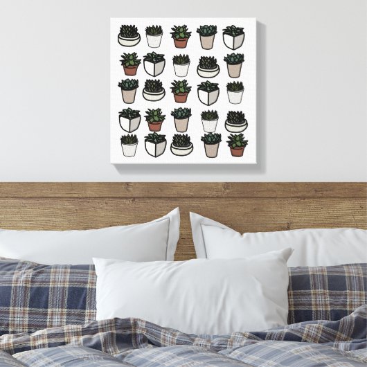 Cute mini succuled Patroon Canvas Afdruk (Insitu (Slaapkamer))