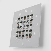 Cute mini succuled Patroon Vierkante Klok (Hoek)