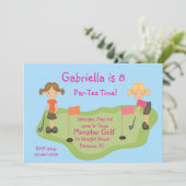 Cute Miniature Golf Girls Party Invitation Kaart (Staand voorkant)