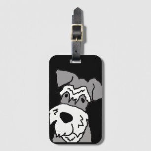 Cute Miniature Schnauzer Dog Cartoon Bagagelabel