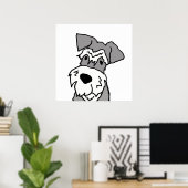 Cute Miniature Schnauzer Dog Cartoon Poster (Thuiskantoor)