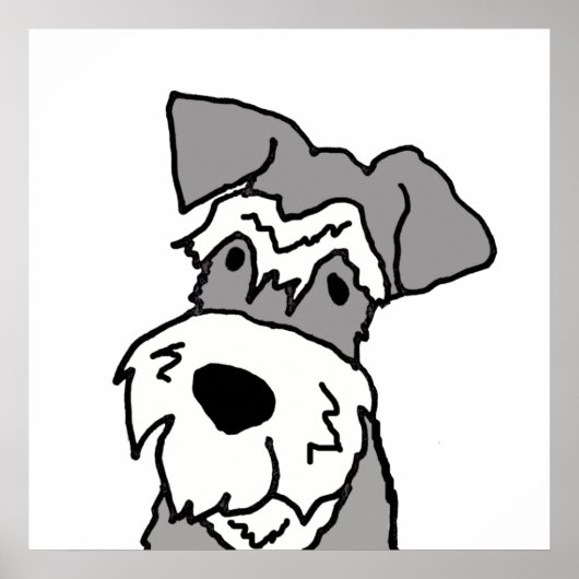 Cute Miniature Schnauzer Dog Cartoon Poster (Voorkant)