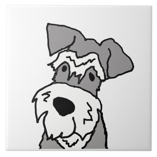 Cute Miniature Schnauzer Dog Cartoon Tegeltje (Voorkant)