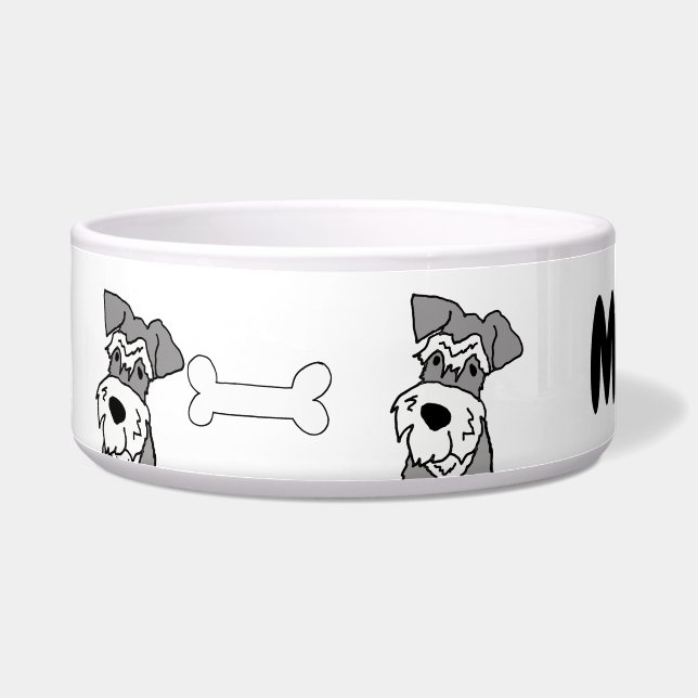 Cute Miniature Schnauzer Dog Cartoon Voerbakje (Links)