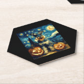 Cute Miniature Schnauzer Dog Halloween Jack O Lant Kartonnen Onderzetters (Schuin)