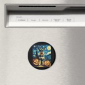 Cute Miniature Schnauzer Dog Halloween Jack O Lant Magneet (Insitu (Vaatwasser))