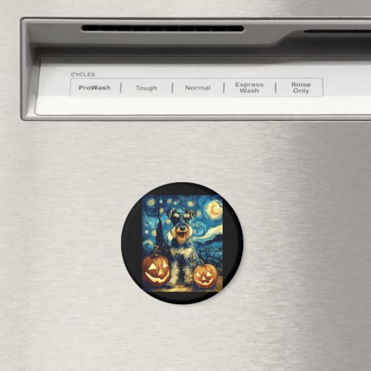 Cute Miniature Schnauzer Dog Halloween Jack O Lant Magneet (Insitu (Vaatwasser))