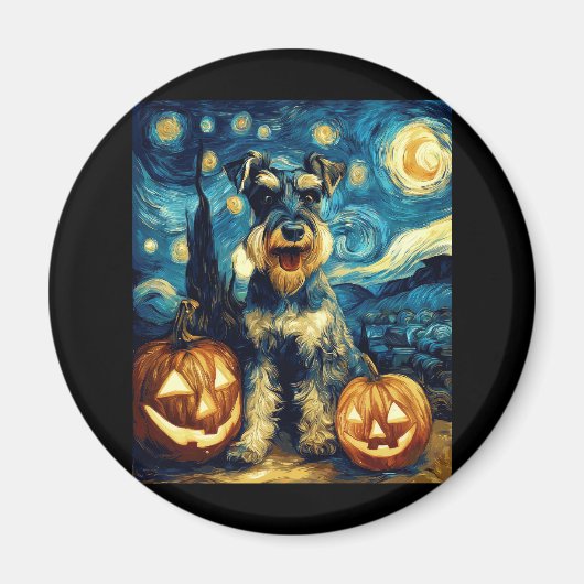 Cute Miniature Schnauzer Dog Halloween Jack O Lant Magneet (Voorkant)