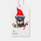 Cute Miniature Schnauzer Kerstmis Cadeaulabel (Voorkant)