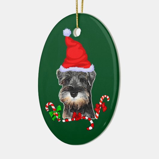 Cute Miniature Schnauzer Kerstmis Keramisch Ornament (Links)