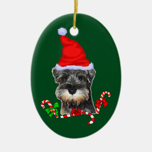 Cute Miniature Schnauzer Kerstmis Keramisch Ornament