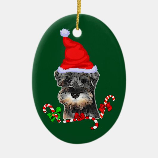 Cute Miniature Schnauzer Kerstmis Keramisch Ornament (Voorkant)