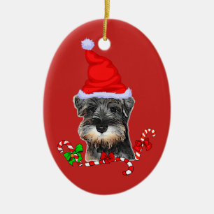 Cute Miniature Schnauzer Kerstmis Keramisch Ornament