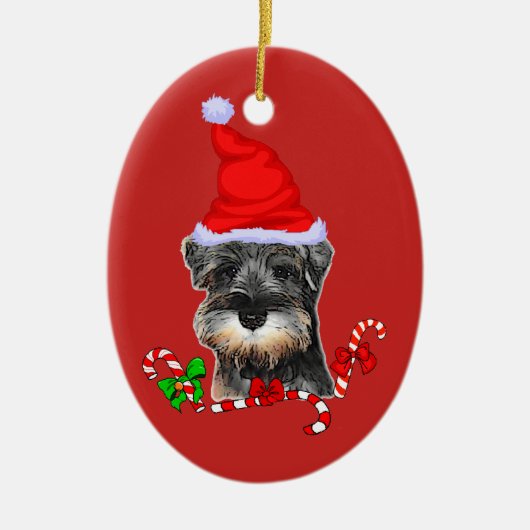 Cute Miniature Schnauzer Kerstmis Keramisch Ornament (Voorkant)