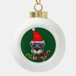 Cute Miniature Schnauzer Kerstmis Keramische Bal Ornament