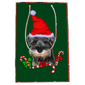 Cute Miniature Schnauzer Kerstmis Medium Cadeauzakje (Voorkant)