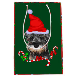 Cute Miniature Schnauzer Kerstmis Medium Cadeauzakje