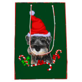 Cute Miniature Schnauzer Kerstmis Medium Cadeauzakje (Achterkant)