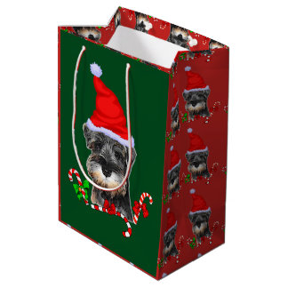 Cute Miniature Schnauzer Kerstmis Medium Cadeauzakje