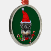 Cute Miniature Schnauzer Kerstmis Metalen Ornament (Rechts)