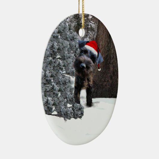 Cute Miniature Schnauzer kerstversiering Keramisch Ornament (Rechts)